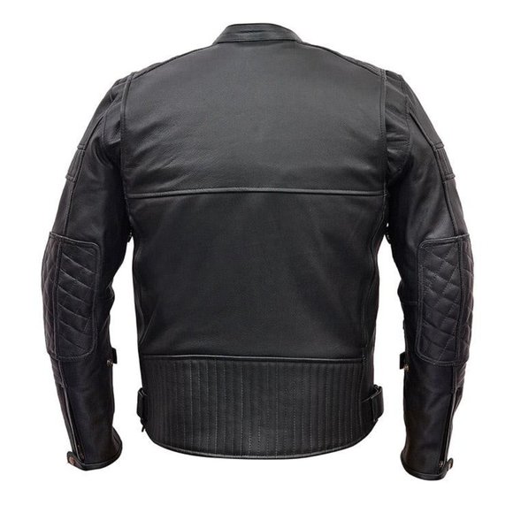 Men's Padded/Vented Biker's Leather Jacket - Picture 3 of 5